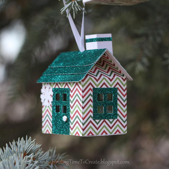 House Ornaments - dark green glitter