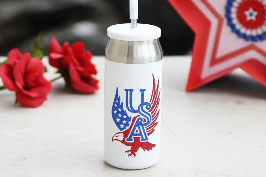 Patriotic glitter vinyl tumbler