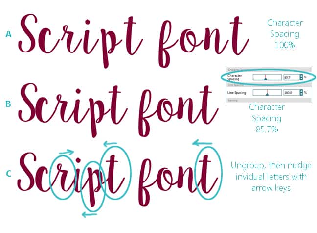 Script Fonts - Adjust in Silhouette Studio