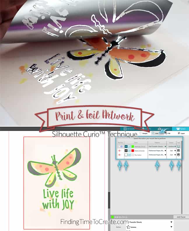 Print & Foil Silhouette Curio technique with tutorial