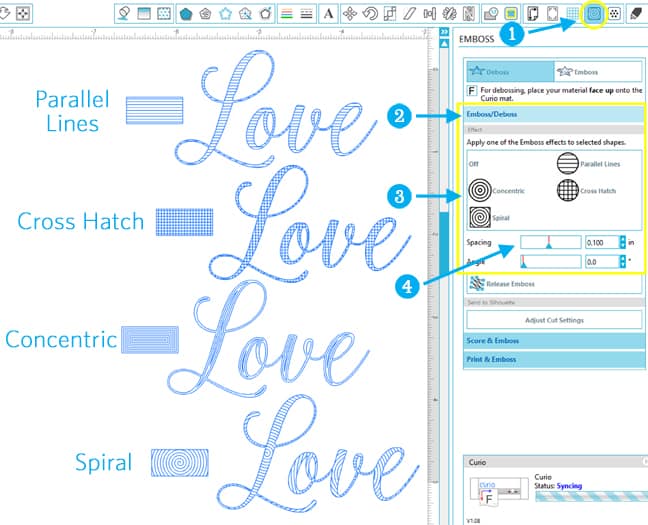 Curio Emboss Effects Tutorial